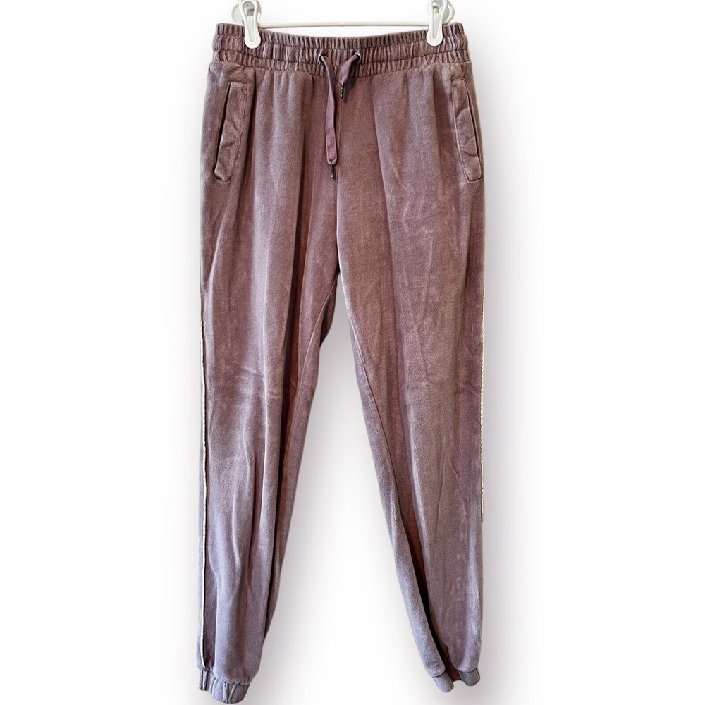 RSQ Velour Velvety Piped Jogger Pants Taupe Purple Women's Size XS High Waist
